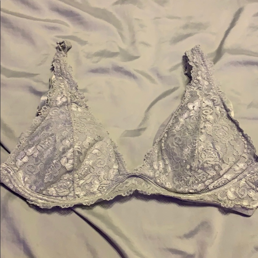 Grey lace bralette.